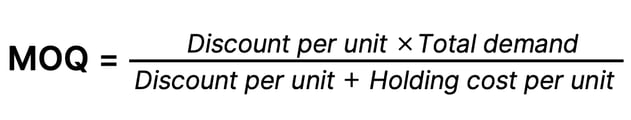minimum order quantity (MOQ) with discount formula