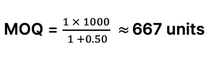 minimum order quantity (MOQ) with discount sample calculation