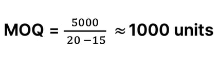 minimum order quantity (MOQ) sample calculation