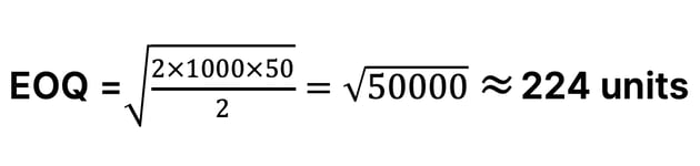 economic order quantity (EOQ) sample calculation